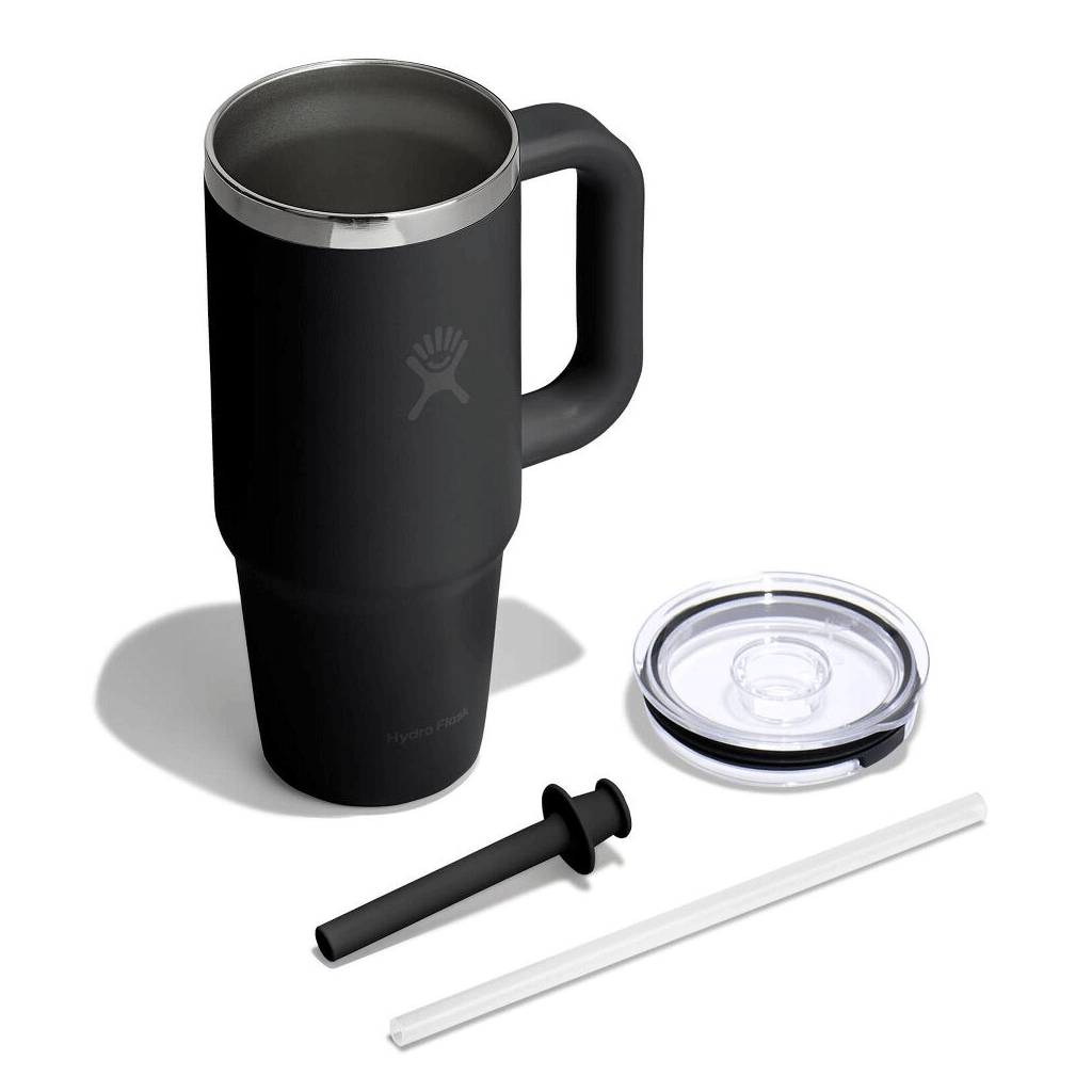 HYDRO FLASK - 24 OZ TRAVEL TUMBLER CLEAR LID-BLACK
