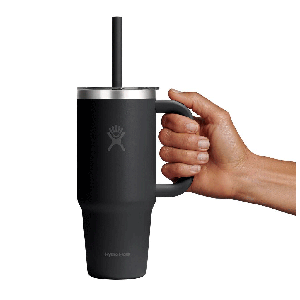 HYDRO FLASK - 24 OZ TRAVEL TUMBLER CLEAR LID-BLACK