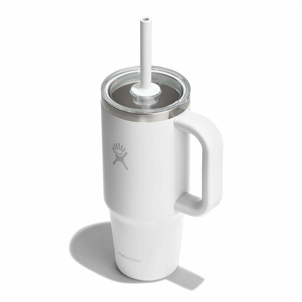 HYDRO FLASK - 24 OZ TRAVEL TUMBLER CLEAR LID-WHITE