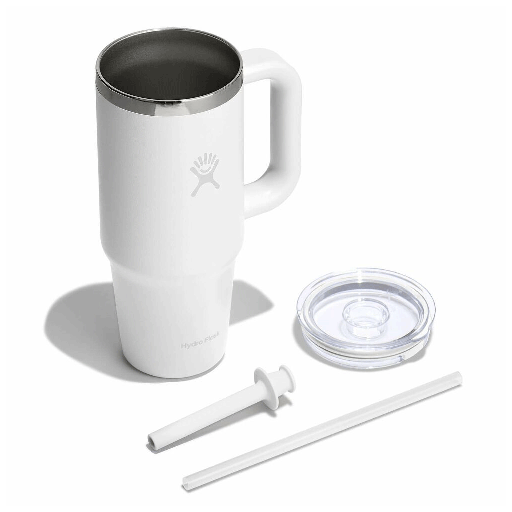 HYDRO FLASK - 24 OZ TRAVEL TUMBLER CLEAR LID-WHITE