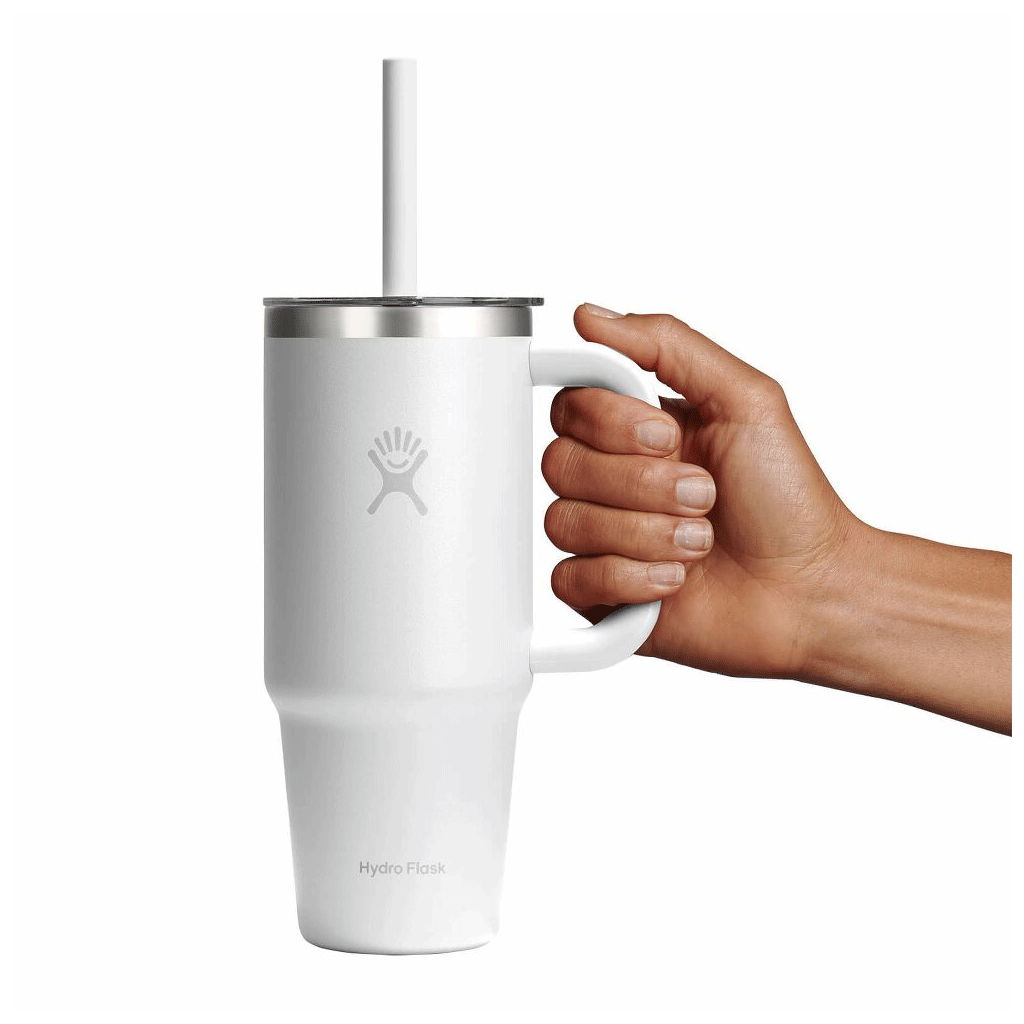 HYDRO FLASK - 24 OZ TRAVEL TUMBLER CLEAR LID-WHITE